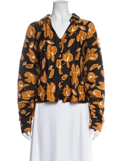 Pre-owned Simkhai Floral Print V-neck Blouse In Multi