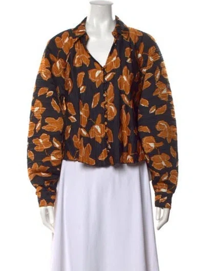 Pre-owned Simkhai Floral Print V-neck Blouse In Multicolor