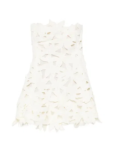 Simkhai Floral-appliqué Mini Dress In White
