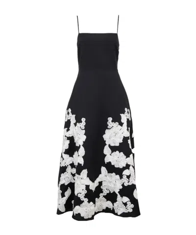 Simkhai Annabella Floral Embroidered Midi Dress In Black