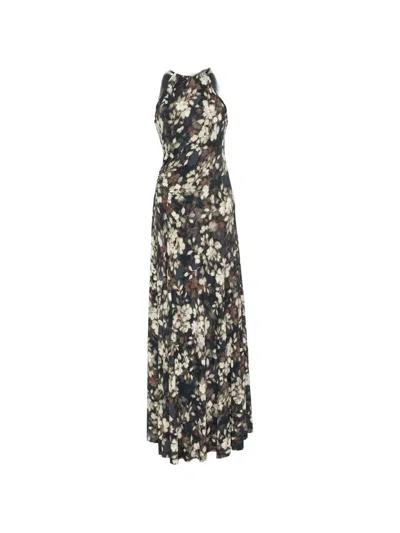 Simkhai Floral-print Ruched Maxi Dress In Black