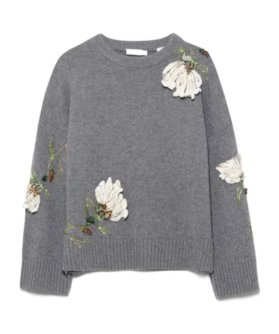 Simkhai Flower-embroidered Sweater In Blue