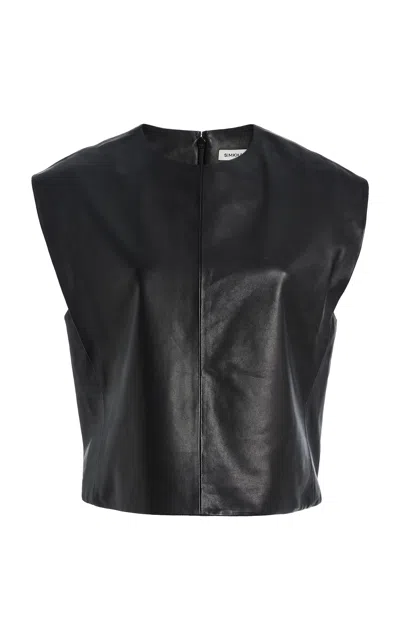 Simkhai Fontaine Leather Cropped Top In Red