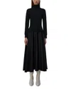 Simkhai Frances Long Sleeve Satin Combo Midi Dress In Black