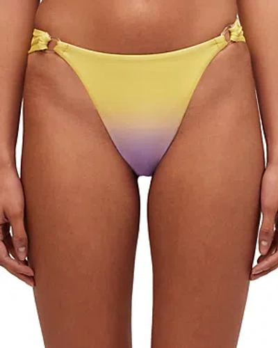 Simkhai Francesca Seersucker Plaid Ring Bikini Bottom In Yellow