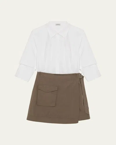 Simkhai Fraser Mini Combo Shirtdress In White