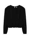 Simkhai Frida Draped Long-sleeve Top In Black