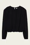 Simkhai Frida Draped Long-sleeve Top In Black