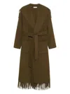 Simkhai Fringe-trimmed Belted Coat In Brown