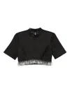 Simkhai Fringe-trimmed Short-sleeve Top In Black