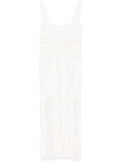 Simkhai Fringed Midi Skirt In White