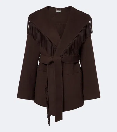 Simkhai Fringed Wool-blend Jacket In Brown