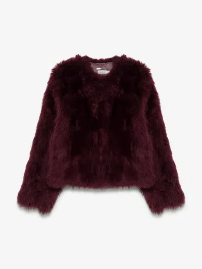 Simkhai Natasha Shearling Short Jacket In Cranberry In Burgundy