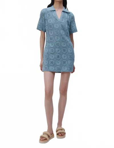 Simkhai Gabrielle Crochet Coverup Shirt Dress In Celeste Blue