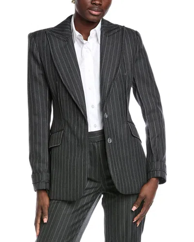 Simkhai Gamela Single Breasted Wool-blend Blazer In Gray