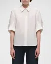 Simkhai Gemma Three Quarter Sleeve Shirt In White In White