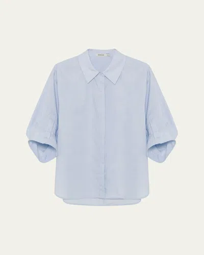 Simkhai Gemma Three-quarter Sleeve Shirt In Blue