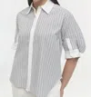 Simkhai Gemma Three Quarter Sleeve Shirt In Cool Gray In White