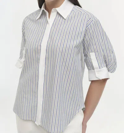 Simkhai Gemma Three Quarter Sleeve Shirt In Cool Gray In White
