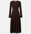 Simkhai Genna Ribbed-knit Midi Dress In Brown
