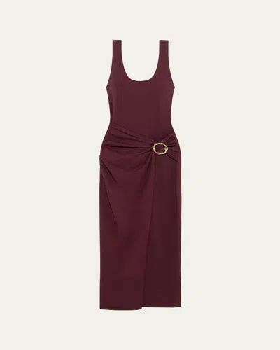 Simkhai Genne Draped Tank Dress In Burgundy