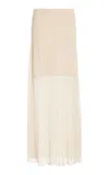 Simkhai Gennie Sheer Knit-plissé Maxi Skirt In Off-white