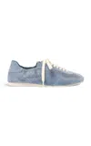 Simkhai Georgie Elasticized Denim Leather Sneaker In Blue