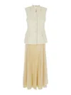 Simkhai 'georgina' Multicolor Long Dress With Sleeveless Vest In White
