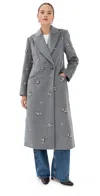 Simkhai Womens Heather Grey Gianni Embellished Wool-blend Coat In Gray