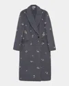 Simkhai Gianni Grey Coat With Classic Lapels And Rhinestone Details In Wool Blend Woman In Green