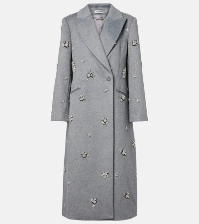 Simkhai Gianni Embellished Wool-blend Coat In Grey