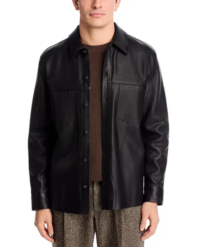 Simkhai Gibson Leather Shirt Jacket In Black