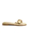 Simkhai Gigi Oyster Metallic Leather Flat Slide In Gold