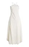 Simkhai Gillian Embroidered Linen-blend Midi Dress In White