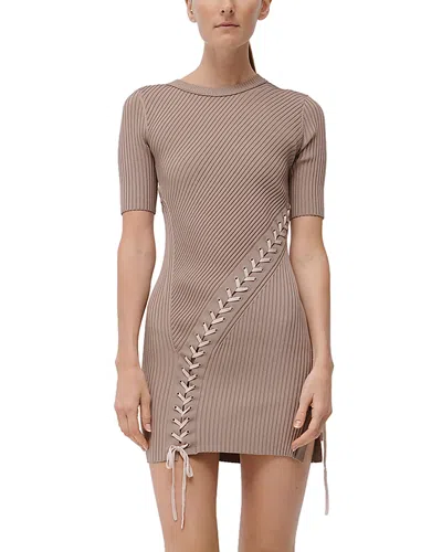 Simkhai Gilly Lace Up Ribbed Mini Dress In Multi