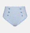 Simkhai Ginger Gingham Bikini Bottoms In Blue