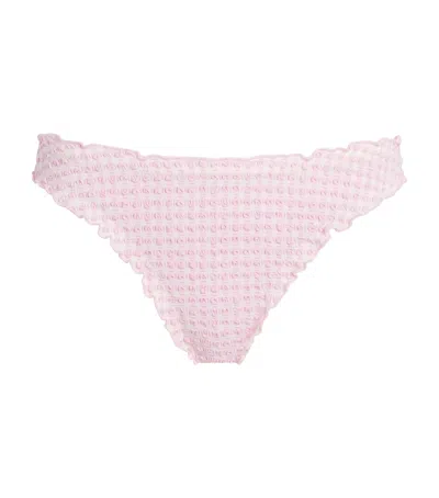 Simkhai Gingham Bikini Bottoms In Pink