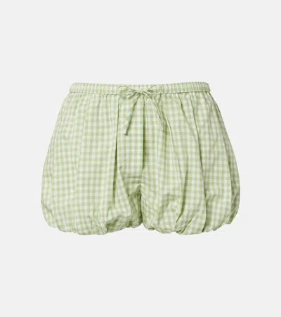Simkhai Gingham Cotton-blend Shorts In Green