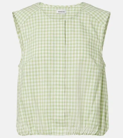 Simkhai Gingham Cotton-blend Top In Green