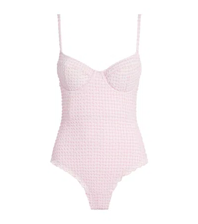 Simkhai Gingham Suni Swimsuit In Pink