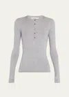 Simkhai Giorgia Silk And Cashmere Henley Top In Nickel Melange