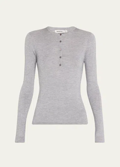Simkhai Giorgia Silk And Cashmere Henley Top In Nickel Melange