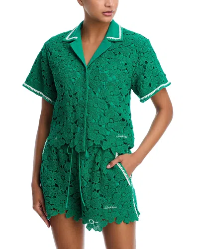 Simkhai Glen Lace Camp Shirt In Green