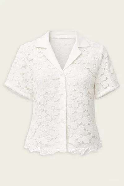 Simkhai Glenn Lace Camp Shirt In Ivory In White