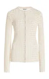 Simkhai Gracen Gingham-knit Cardigan In Off-white