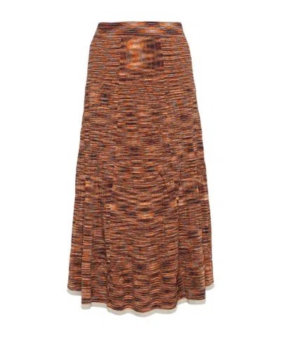 Simkhai Gradient Pleated Knit Midi Skirt In Brown