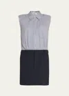 Simkhai Women's Graham Mix Media Minidress In Midnight Pinstrip