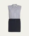 Simkhai Women's Graham Mix Media Minidress In Midnight Pinstripe Multi