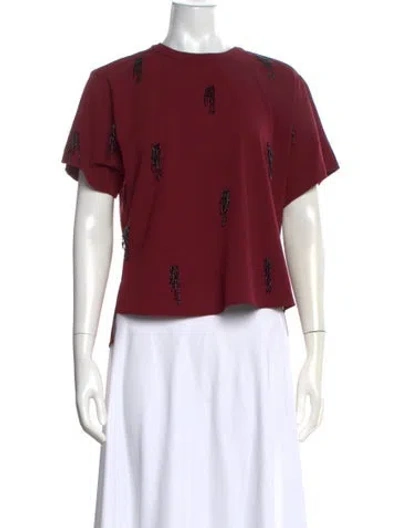 Pre-owned Simkhai Graphic Print Crew Neck Top In Burgundy