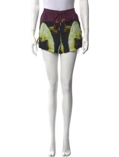 Pre-owned Simkhai Graphic Print Mini Shorts In Green/purple